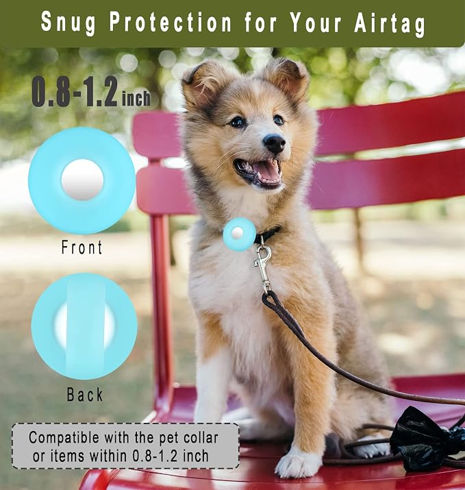 for Airtag Holder for Dog Collar, Cibaabo Silicone Air Tag Case Cover | for 0.8-1.2inch Pet Collar | doesn't dangle | Compact | Easy Installation | Compatible with Apple Airtags