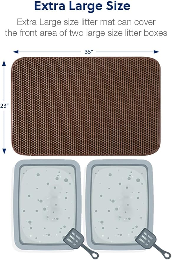 WePet Cat Litter Mat, Kitty Litter Trapping Mat, Honeycomb Double Layer Mats, No Phthalate, Urine Waterproof, Easy Clean, Scatter Control, Catcher Litter Tray Box Rug Carpet