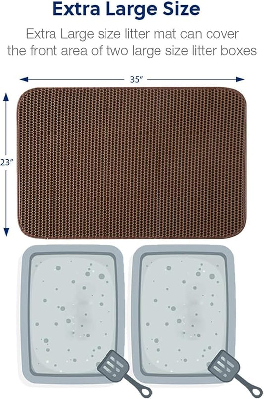 WePet Cat Litter Mat, Kitty Litter Trapping Mat, Honeycomb Double Layer Mats, No Phthalate, Urine Waterproof, Easy Clean, Scatter Control, Catcher Litter Tray Box Rug Carpet