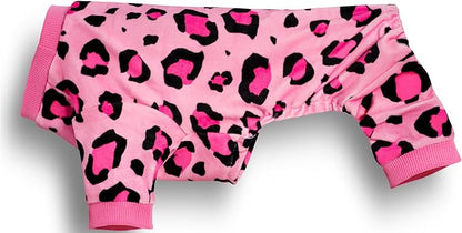 Paiaite Dog Pajamas Onesie: Comfortable Four-Legged Apparel for Small, Medium, & Large Dogs, Polyester Material for Comfort, Wrinkle Resistance, Moisture Wicking, and Stretchiness Pink Leopard XS