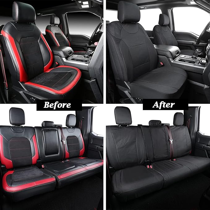 Coverado Rear Bench Car Seat Covers, Waterproof Oxford Back Seat Cover for Car Seat Protector for Kids & Dogs, Compatible with 2015-2026 Ford F150 & 2017-2026 Ford F250 F350 F450, Black