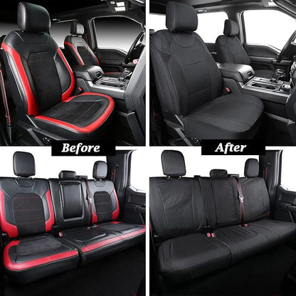 Coverado Rear Bench Car Seat Covers, Waterproof Oxford Back Seat Cover for Car Seat Protector for Kids & Dogs, Compatible with 2015-2026 Ford F150 & 2017-2026 Ford F250 F350 F450, Black