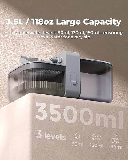 Invengo No-Filter Wireless Cat Water Fountain, 3.5L Stainless Steel Pet Fountain for Cats & Dogs – Wastewater Separation, Auto Refill, Ultra-Quiet 3000mAh Battery, Indoor Smart Water Dispenser