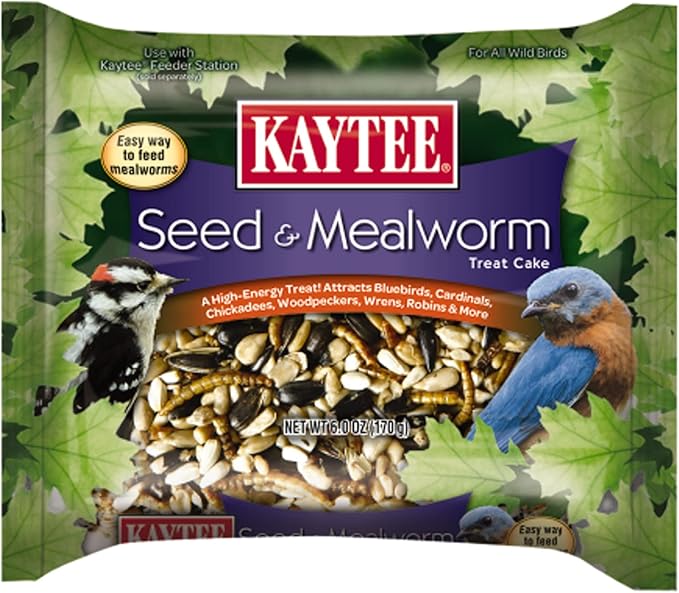 Kaytee Wild Bird Seed & Mealworm Seed Treat Cake, 6 Ounces