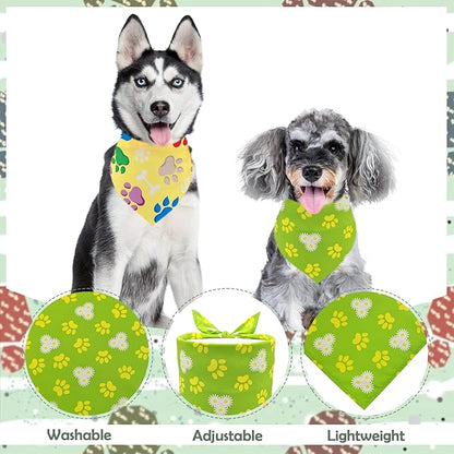 7 PCS Paw Print Dog Bandanas for Large Dog Breed 33 Inch Sewing Hemming Dogs Bandana XL Drool Bibs Party Grooming L