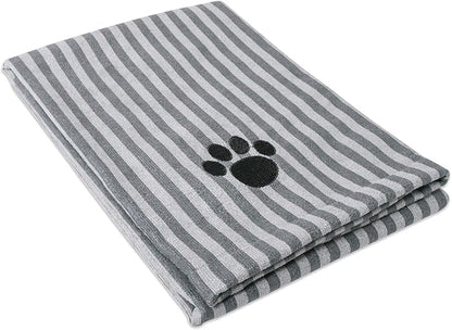 Bone Dry Pet Grooming Towel Collection Absorbent Microfiber X-Large, 41x23.5", Striped Gray