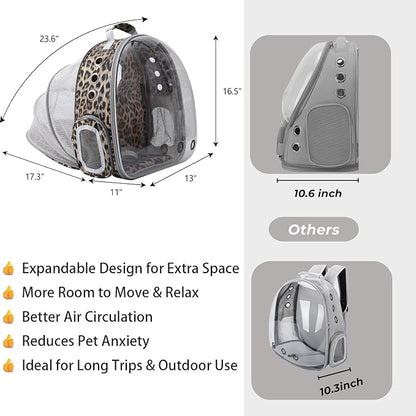 Pet Carrier Backpack Expandable for Cats and Small Dogs, Breathable Anti-Collapse Design, Airline Approved Travel Backpack for Hiking and Outdoor Use (Back Expandable-Animal)