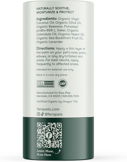 Fera Pets PawBiome® - Cat & Dog Balm for Paws and Nose with Postbiotics - Encourages Skin Recovery - Balances Skin Microbiome - Supports the Skin's Natural Barrier - 2 oz Stick