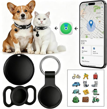 GPS Tracker for Dogs/Cat（2026 MFi Certified - Long Standby）Smart Collar with Real-Time Location - Pet Location Tracker with Holder, No Monthly Fee/No SIM Card,Works with iOS Find My,Ultra-Slim,IP68-W