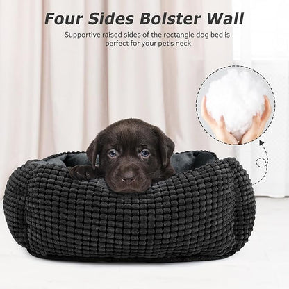 MIXJOY Dog Beds for Medium Dogs Washable, Rectangle Pet Bed Medium Size Dog, Orthopedic Sleeping Pet Sofa Bed, Soft Calming Cat Beds for Indoor Cats, Anti-Slip Bottom with Multiple Size
