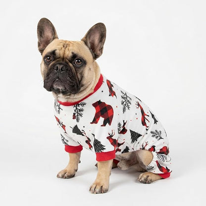 Fitwarm Reindeer Dog Christmas Pajamas, Winter Doggy Clothes for Small Dogs Boy Girl, Fleece Dog Onesie with Feet, Holiday Pet Outfit, Black, White, Red, XXL