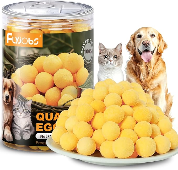 Dehydrated Quail Egg Yolk Snacks for Cats and Dogs Training 240g（8.46oz, Natural Dog Food Limited Ingredient, Healthy Tasty Freeze-Dried Pet Treats for Dogs Cats