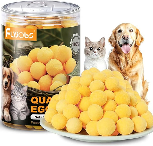 Dehydrated Quail Egg Yolk Snacks for Cats and Dogs Training 240g（8.46oz, Natural Dog Food Limited Ingredient, Healthy Tasty Freeze-Dried Pet Treats for Dogs Cats