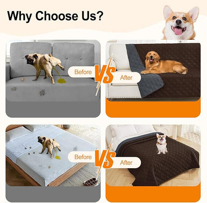 Smiry Reversible Waterproof Couch Covers for Sofa, Washable Dogs Couch Covers for 3 Cushion Sofa Pet Friendly, Water Resistant Furniture Protector Slipcover, Geometric (52"x82", Chocolate/Dark Grey)
