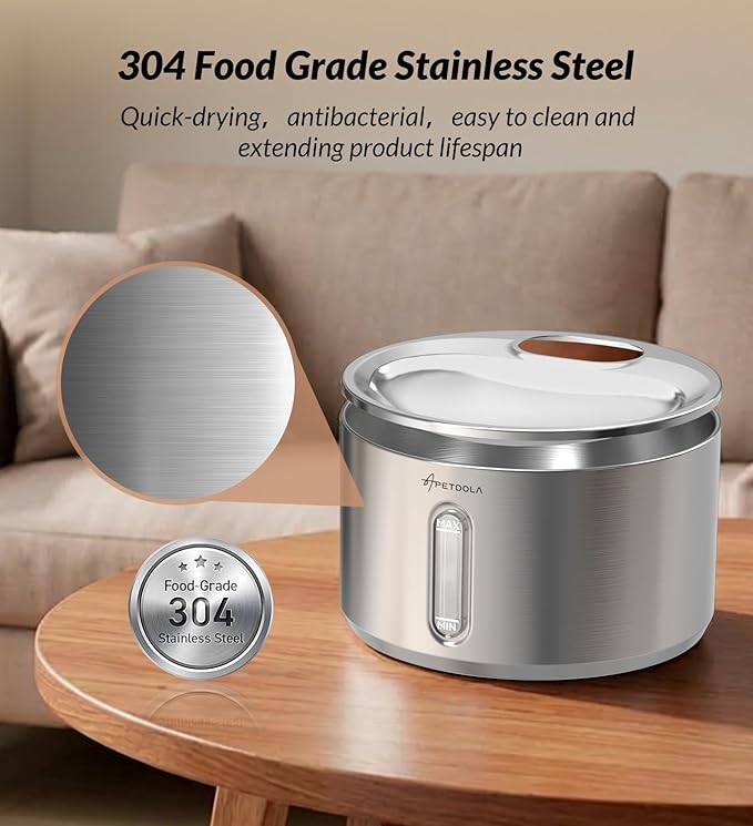 Cat Water Fountain Stainless Steel,135fl-oz/4L Wireless Cat Fountain Battery Operated Pet Fountain for Dogs Cats Indoor