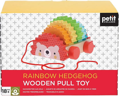 Petit Collage Rainbow Hedgehog Wooden Pull Toy
