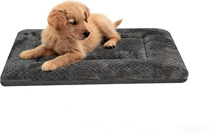 Dog Bed Plush Crate Pad 24" x 18" Kennel Pad Machine Washable Entire Dark Gray Pet Bed