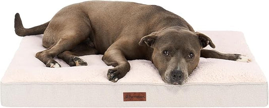 Furhaven Orthopedic Dog Bed – Classic Cushion with Plush Tufted Top, Supportive Foam Mattress, Removable Washable Cover, Joint Relief - Wheat, Large