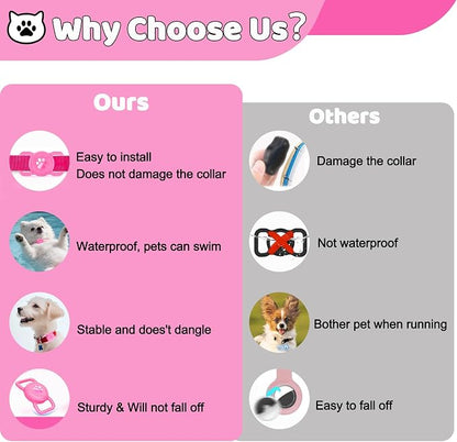 SANKALA Luminous Airtag Dog Collar Holder, Pink Glitter, 1 Pack | Glittery, Waterproof, Silicone Full Body Covered Anti-Lost Protective, Fits All Width Pet Collars, for Airtag 1st and 2nd Gen