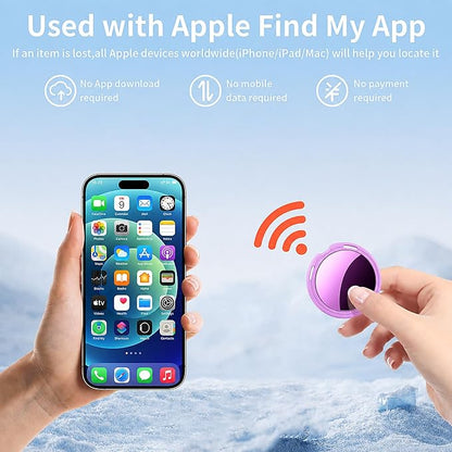 2 Pack Tracker Tags Finder Apple Find My MFi Certified Waterproof iOS Only | Bluetooth Air Smart Tags Item Finder Locator Worldwide Tracking for Key Pets Wallet Backpack Dogs Luggage Replaceable Battery