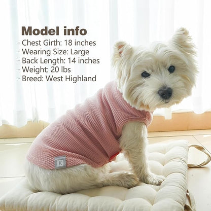 KYEESE 2Pack Waffle Dog Shirts, Lightweight Sleeveless Dog T Shirts for Medium Large Dogs Girl, Breathable Pet Vest Comfort Tank Top Soft Dogs Clothes for Daily Wear, Pink+Striped, 2XL