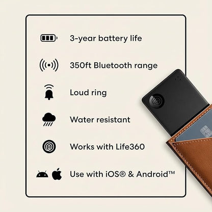 Life360 Tile Slim - Wallet Finder, Bluetooth Tracker and Item Locator for Luggage Tags, Passports and More. Both iOS and Android Compatible. Phone Finder. 2-Pack (Black)