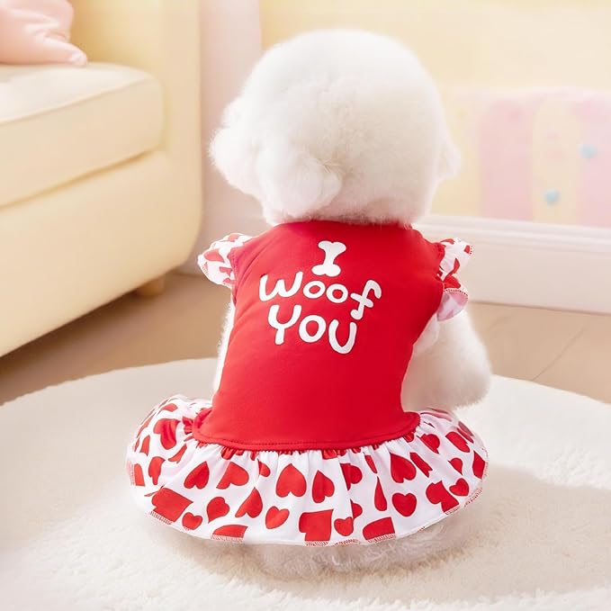 XPUDAC 4 Pack Dog Dress Girl Clothes for Small Dogs Girl Flower Dresses for Dogs Apparel Colorful Small Dog Clothes Female (S, 4 Flower)