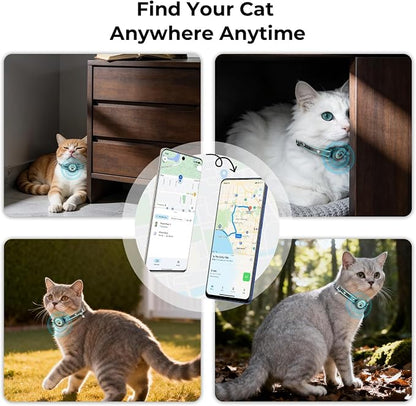 Cat GPS Collar, iOS & Android, Bluetooth, Green, Green-2P | Activity monitor, no monthly fee, works with Apple Find My & Google Find Hub, adjustable, fits cats and small dogs