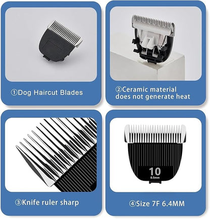 3PCS Replacement Blade for nebot P1 Pro Pet Grooming Kit & Vacuum,Size-10 Cut Length 1/50"(0.5mm),Made of Ceramic Blade & Stainless Steel Blade