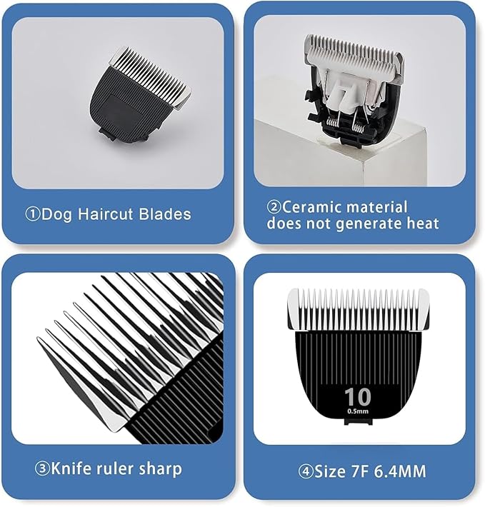 2PCS Replacement Blade for nebot P1 Pro Pet Grooming Kit & Vacuum,Size-10 Cut Length 1/50"(0.5mm),Made of Ceramic Blade & Stainless Steel Blade