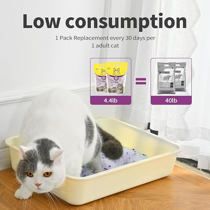 ABCPET Cat Litter Crystals No Clumping Odor Control Kitty Litter Non-Clumping No scooping Low Dust, Low Tracking, Dehydrates Waste Lavender - 17.2 lbs (4 x 4.3 lb Packs)