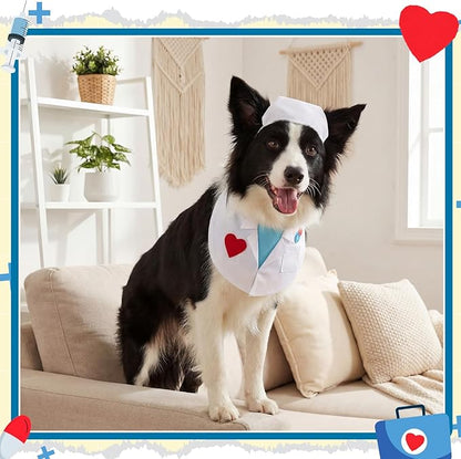 Hillban Dog Doctor Costume Pet Doctor Nurse Cosplay Costume for Large Dogs Cats Puppy Funny Pet Costumes Cosplay Party Vet Clothing Nurse Outfit Cat Apparel Cute Uniform(L)