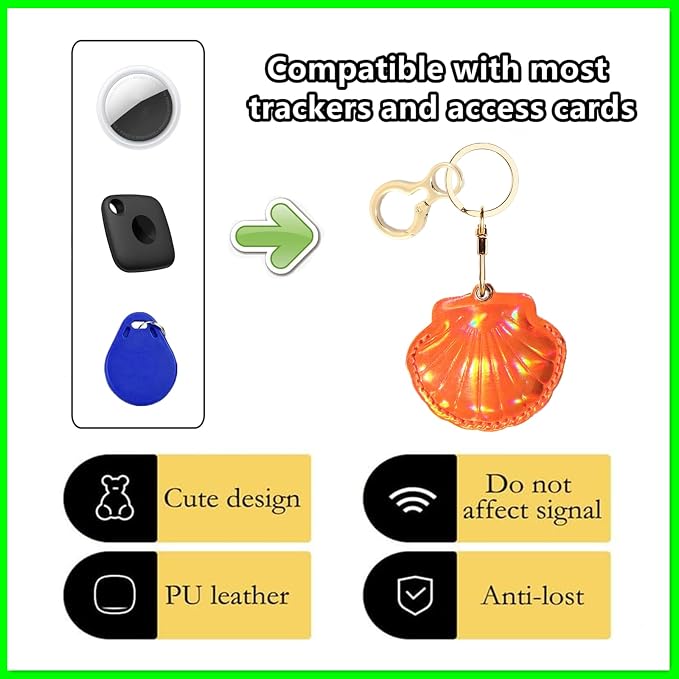 Leather Keychain Holder Case Compatible with AirTag,Cute Protective Bright Cover with Keyring,Anti-Scratch Finder GPS Tracker Case for Wallet Keys,Bag,Pets,Backpack(Orange)