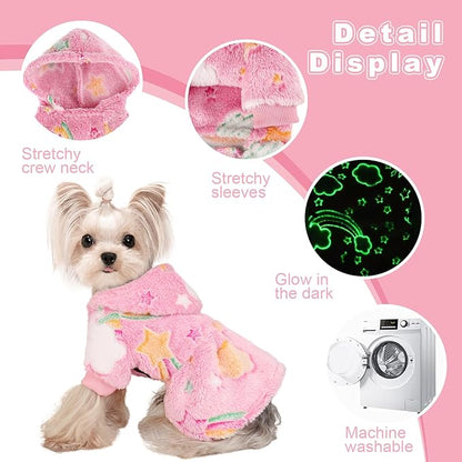 Dog Sweater Fleece Dog Hoodie Winter Puppy Clothes for Small Dogs Boy Girl Pet Hoodies Cold Weather Doggie Coats Fall Doggy Sweatshirt for Chihuahua Yorkie Cat Sweater Costume, Pink Rainbow, XXS