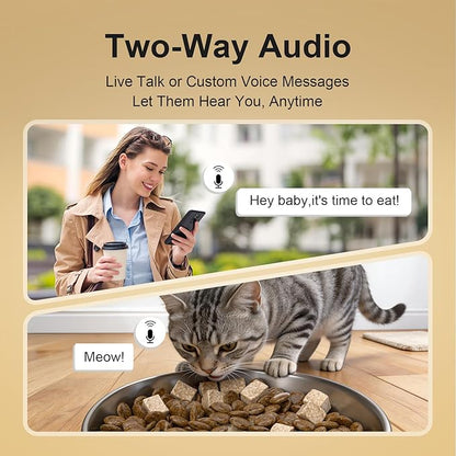 Automatic Cat Feeder with 2K Camera, 5G WiFi 6.5L Smart Pet Feeder for Cat & Small Dog, Automatic Dog Feeder with Night Vision, 2-Way Audio, Motion Detection, Feeding Schedule & App Control