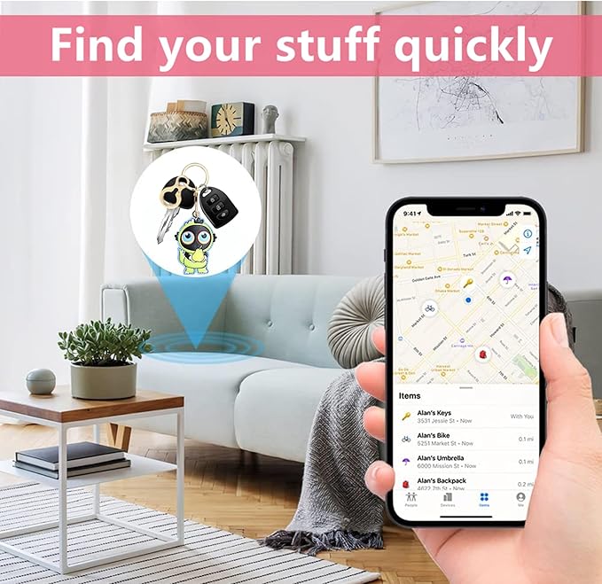Leather Keychain Holder Case Compatible with AirTag,Cute Protective Cover with Keyring and lanyard,Anti-Scratch Finder GPS Tracker Case for Wallet Keys,bag,pets,Backpack(O)