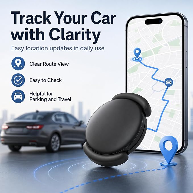 GPS Tracker for Vehicles – No SIM Required, Hidden Magnetic Car Tracker, Real-Time GPS Tracking for Kids, Car, Pets, No Monthly Fee, Works with Apple Find My, 2026 Upgraded (Black)