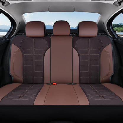 Coverado 3D Air Mesh Rear Car Seat Cover, Sports Carbon Fiber Design, Breathable Seat Protectors Airbag Compatible Comfort Universal for Most Cars, Van,Trucks, SUV, Brown