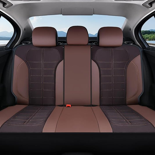 Coverado 3D Air Mesh Rear Car Seat Cover, Sports Carbon Fiber Design, Breathable Seat Protectors Airbag Compatible Comfort Universal for Most Cars, Van,Trucks, SUV, Brown