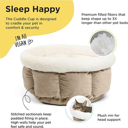 Best Friends by Sheri Cuddle Cup Ilan Cozy Microfiber Cat and Dog Bed in Standard Wheat