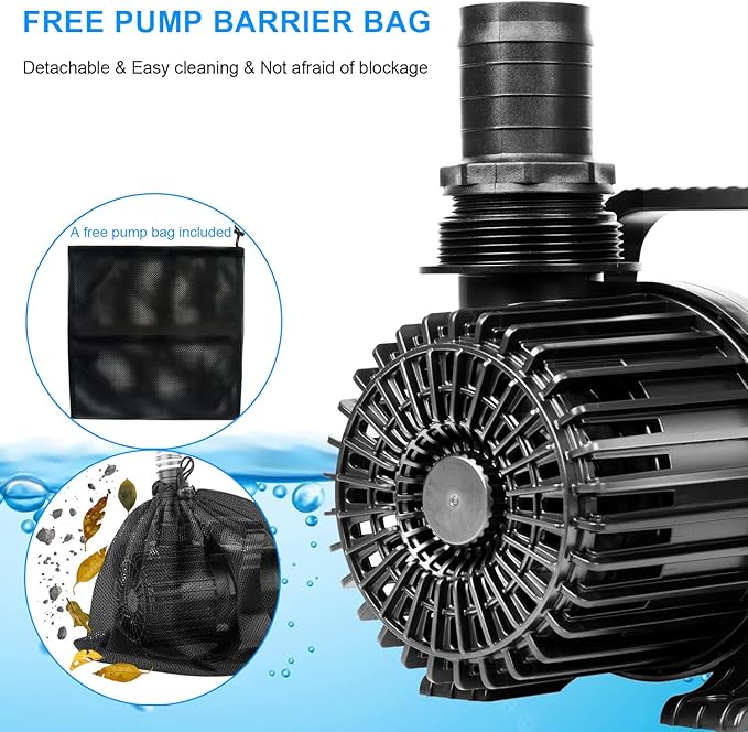 OYO WATER High Flow Submersible Water Pump, 9300 GPH 620W Waterfall Pump for Ponds & Outdoor Features, 32.8FT Power Cord, Quiet & Powerful Pond Filter Pump for Koi Pond, with Barrier Bag
