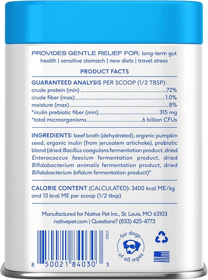 Native Pet Probiotics for Dogs – Dog Probiotic Powder for Gut & Digestive Health, Vet-Formulated 6B CFUs Dog-Specific Probiotic Strains, Supports Stool Quality & Diet Transitions – 120 Scoops