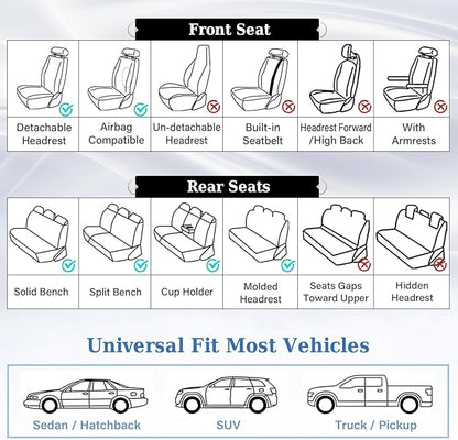 Coverado Car Seat Covers, Front Seat Cover, 2 Pack Waterproof Seat Covers for Cars, Luxury Faux Leather Car Seat Cushions, Car Seats Protectors, Black Car Seat Covers Universal Fit for Most Vehicles