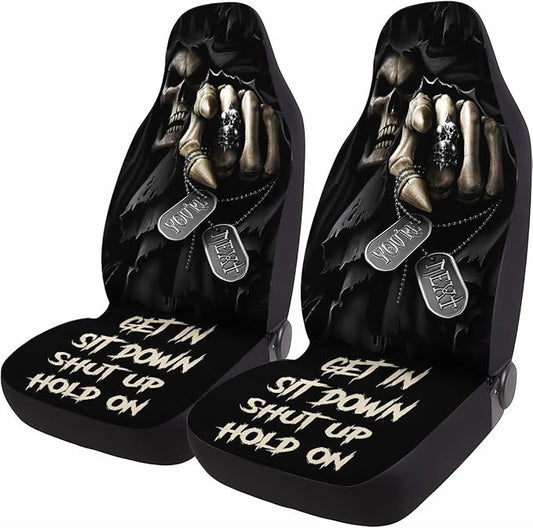 GENANY Grim Reaper Car Seat Covers Set of 2, Breathable Front Seat Covers for Truck Sedan SUV, Horror Car Accessories, Horror Gift for Women Men