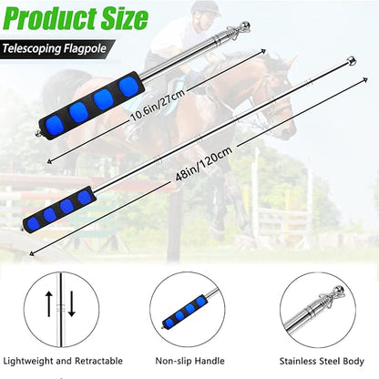 4 Pcs Horse Training Flag Horse Training Equipment with 48" Telescopic Handheld Flagpoles, Portable Equestrian Nylon Training Flag for Horse Lunging Training