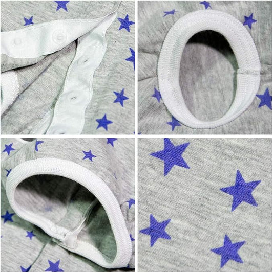 Dog’s Recovery Suit Post Surgery Shirt for Puppy, Wound Protective Clothes for Little Animals(Grey Stars-s)