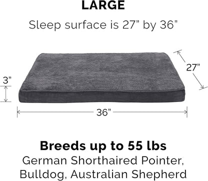 Furhaven Orthopedic Dog Bed for Large/Medium Dogs w/ Removable Washable Cover, For Dogs Up to 55 lbs - Terry & Suede Mattress - Gray, Large