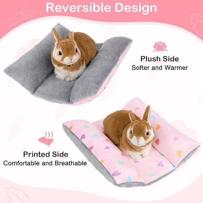 Rabbit Bed 15"X14"Thickened and Soft Bunny Bed Washable Cuddle Cushion Plush Mat Double-Sided Plush Small Pet Flop Mat Cotton Pillow for Rabbit