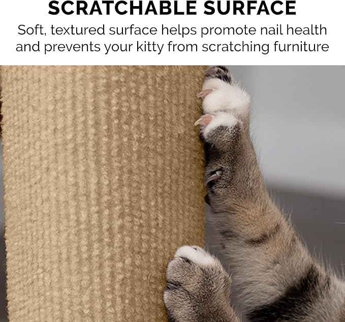 Furhaven Wrap Around Scratching Post Cover for Indoor Cats, Fits Posts Up to 3.5" Diameter, Durable & Less Mess - Tiger Tough Carpet Scratch Mat - Cream, Extra Large/XL