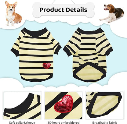 Dog Shirts for Large Dogs Cats, Dog Striped T-Shirts Dog Vest Pet Apparel Tee Shirts Spring Summer Suitable for Small and Medium Large Pets French Bulldog Bichon, Beige L